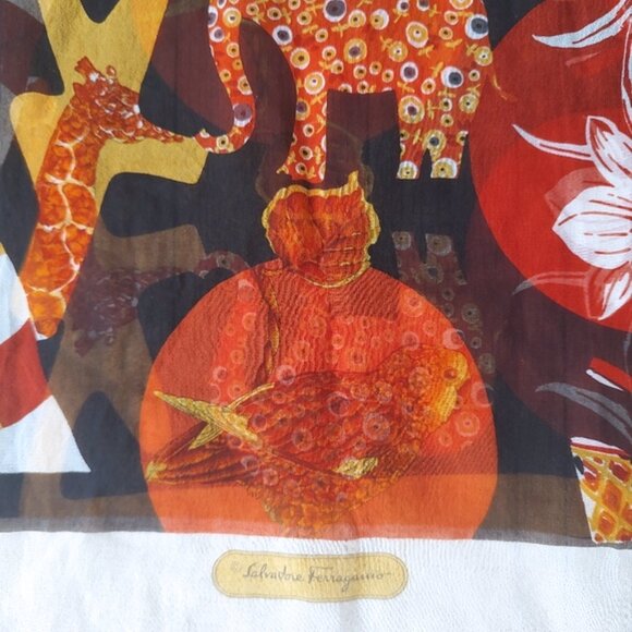 Salvatore Ferragamo sheer silk long scarf EUC - Picture 4 of 7